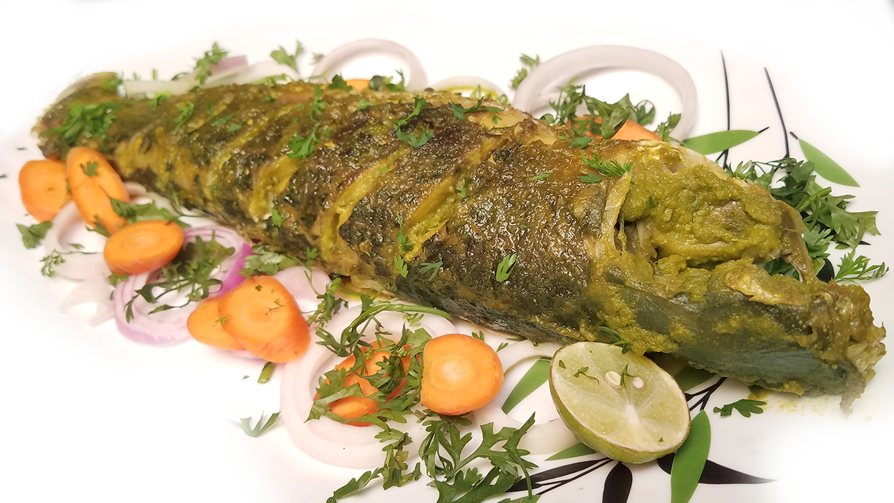 Fish Fry Recipe | Whole Fish Fry with Green Masala recipe in telugu