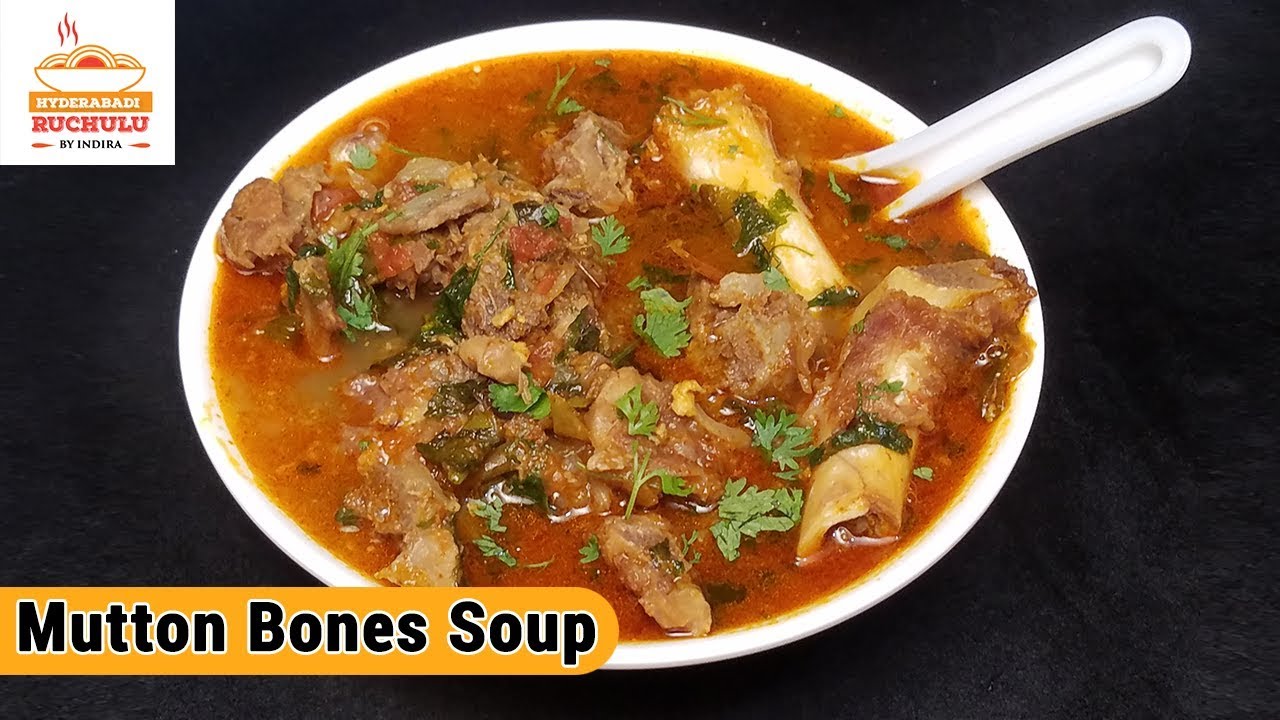 Mutton Bones Soup Recipe Preparation in Telugu Mutton Paya Making